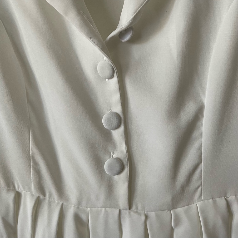 Vintage 1950s Style White Sleeveless Dress - Picture 2 of 6